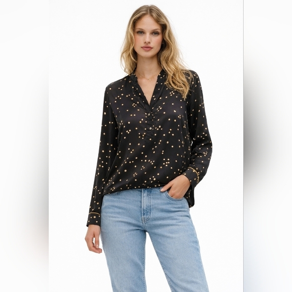 H&M Tops - H&M Black and Yellow Collarless Blouse size 2